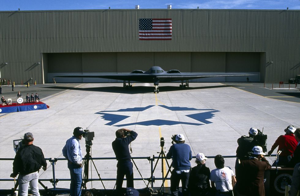 rollout ceremony of stealth b 2 bomber