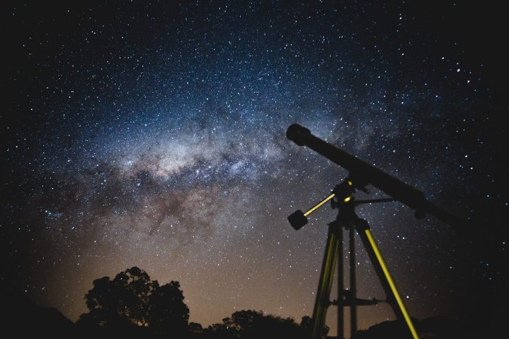 Black Telescope Under Blue and Blacksky