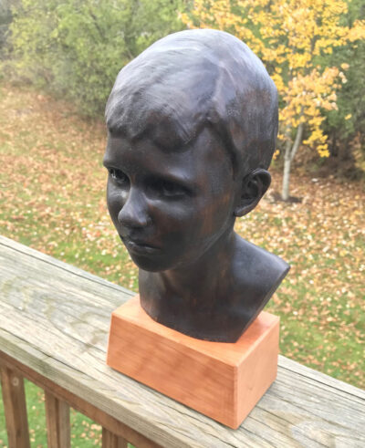 Mark Meier made this wooden bust of his son, Kirk, from a 3D scan he took. The bust is made of poplar and took about 40 hours to complete. (Photo courtesy of Mark Meier)