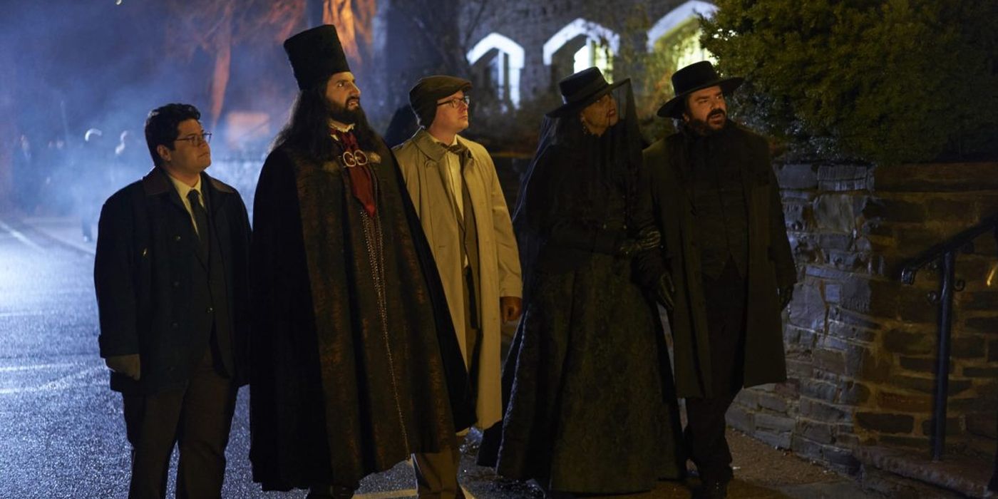 The vampires are dressed up in What We Do in the Shadows series